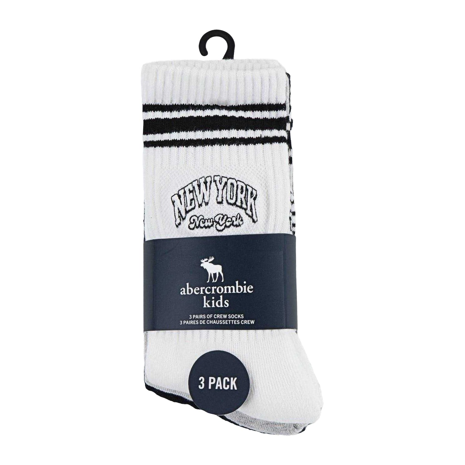 Blue - Side - Abercrombie & Fitch Childrens-Kids Crew Socks (Pack of 3)