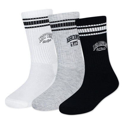 White - Front - Abercrombie & Fitch Childrens-Kids Crew Socks (Pack of 3)