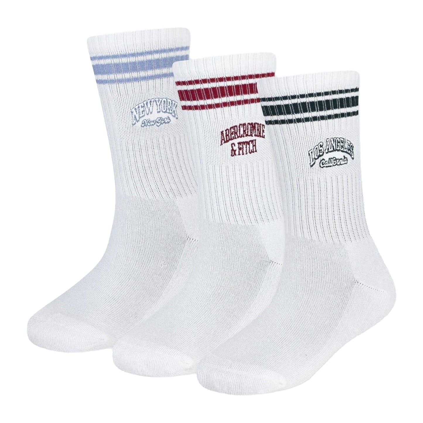 Blue - Front - Abercrombie & Fitch Childrens-Kids Crew Socks (Pack of 3)