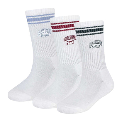 Blue - Front - Abercrombie & Fitch Childrens-Kids Crew Socks (Pack of 3)