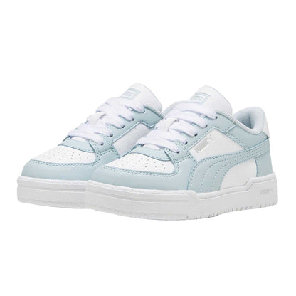White-Blue - Close up - Puma Childrens-Kids Pro Trainers