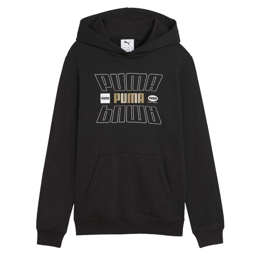 Black - Front - Puma Childrens-Kids Drawstring Hoodie