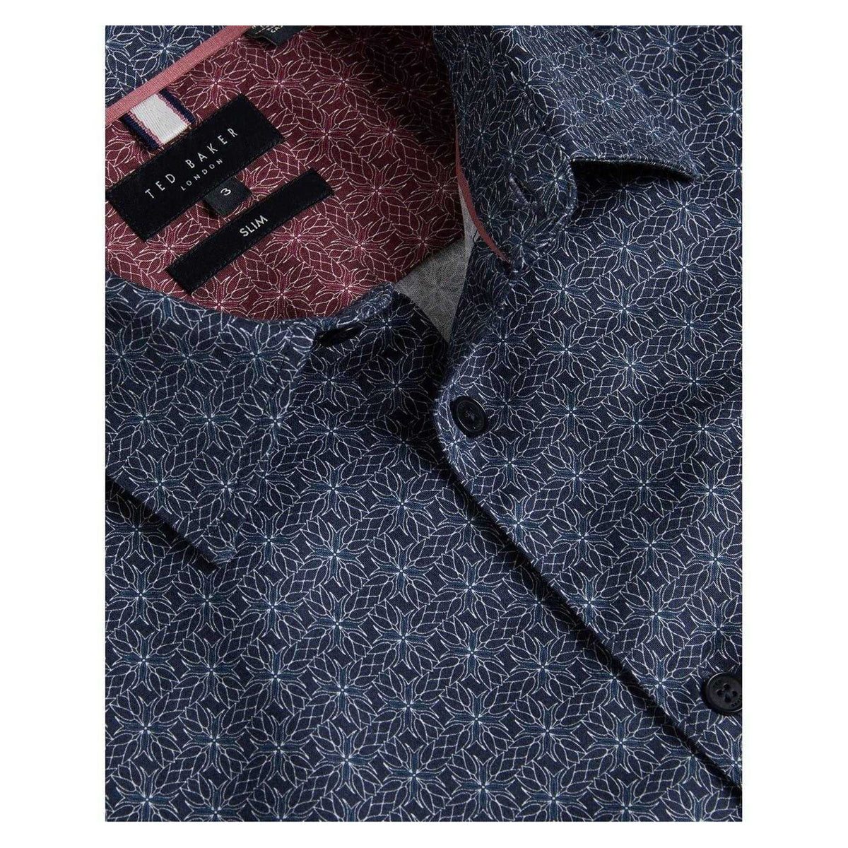 Navy - Side - Ted Baker Mens Slim Long-Sleeved Shirt