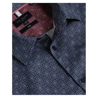 Navy - Side - Ted Baker Mens Slim Long-Sleeved Shirt