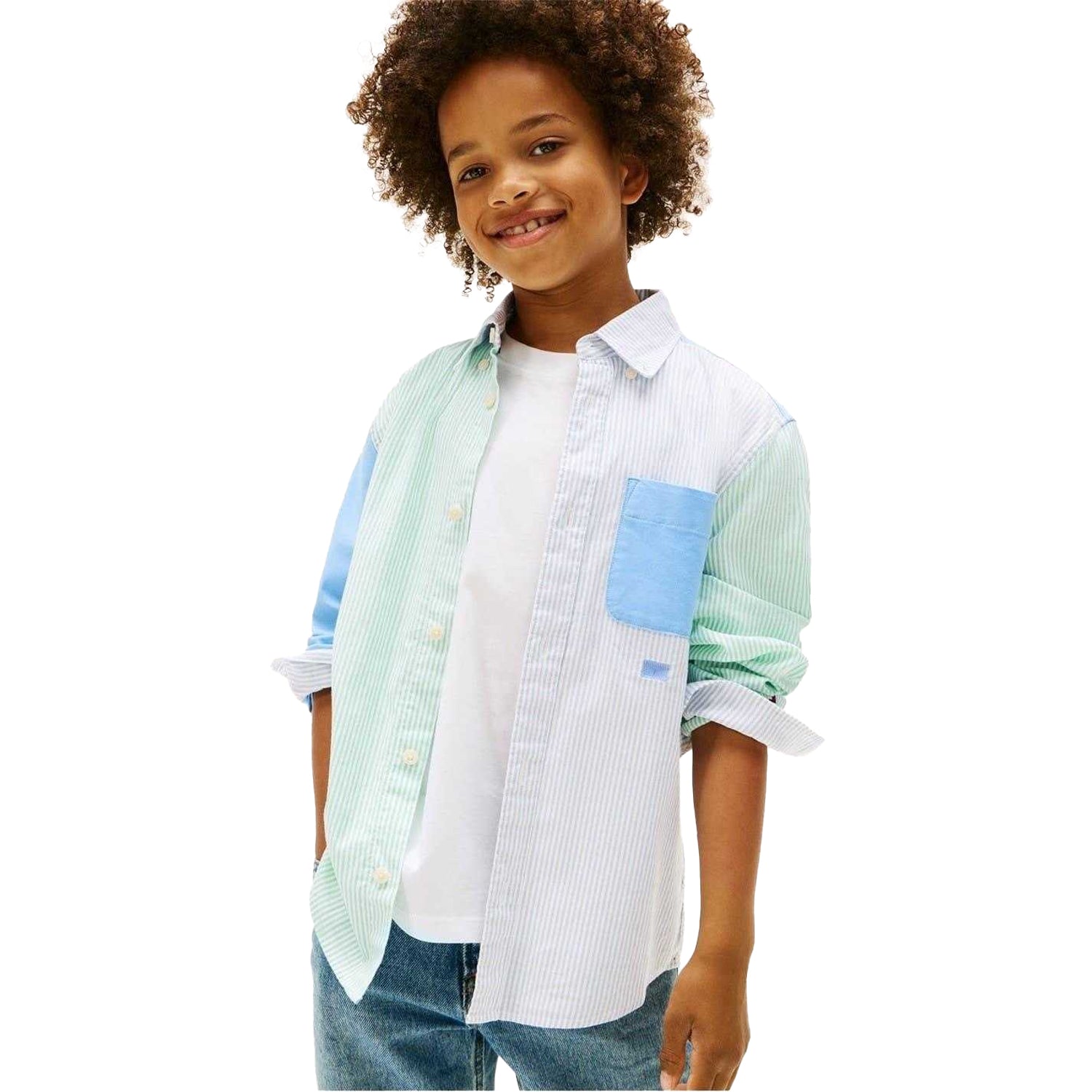 Cloud Blue - Side - Tommy Hilfiger Boys Long-Sleeved Button-Down Shirt