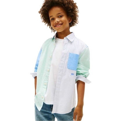 Cloud Blue - Side - Tommy Hilfiger Boys Long-Sleeved Button-Down Shirt