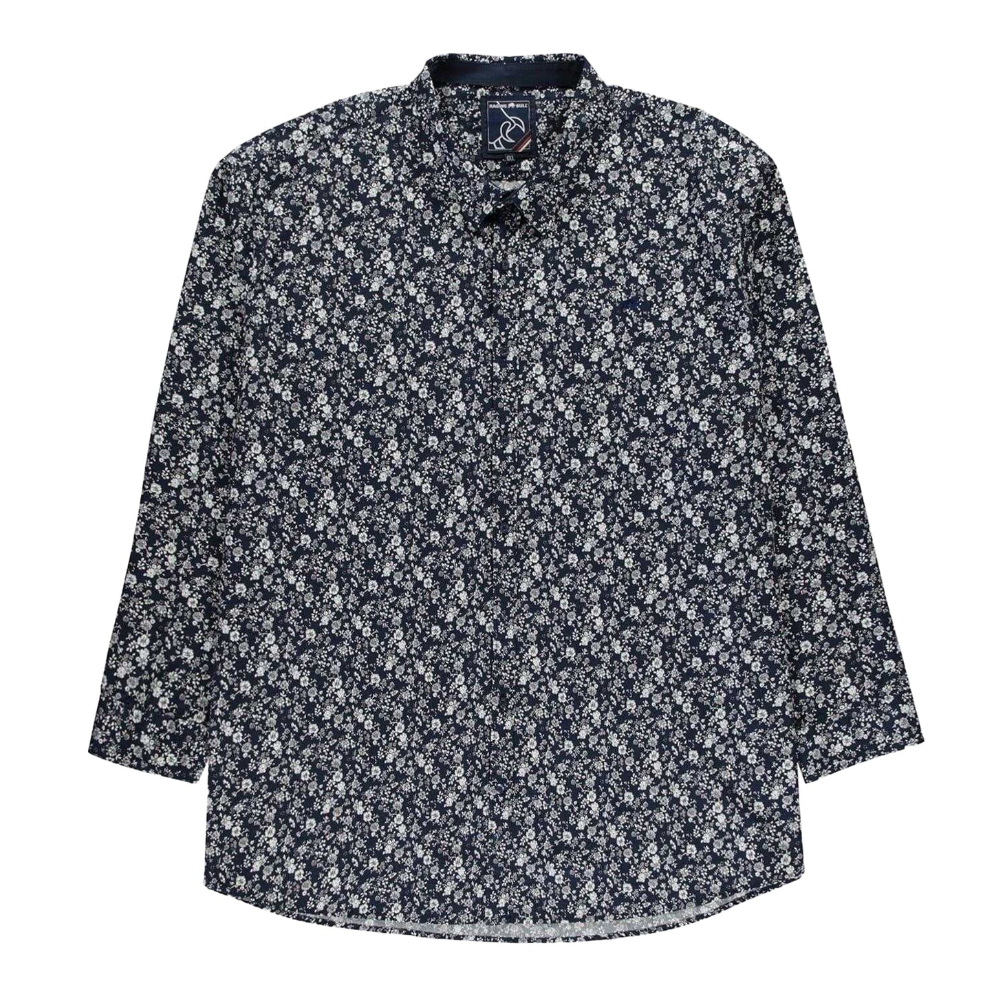Navy - Front - Raging Bull Mens Woven Regular Long-Sleeved Shirt