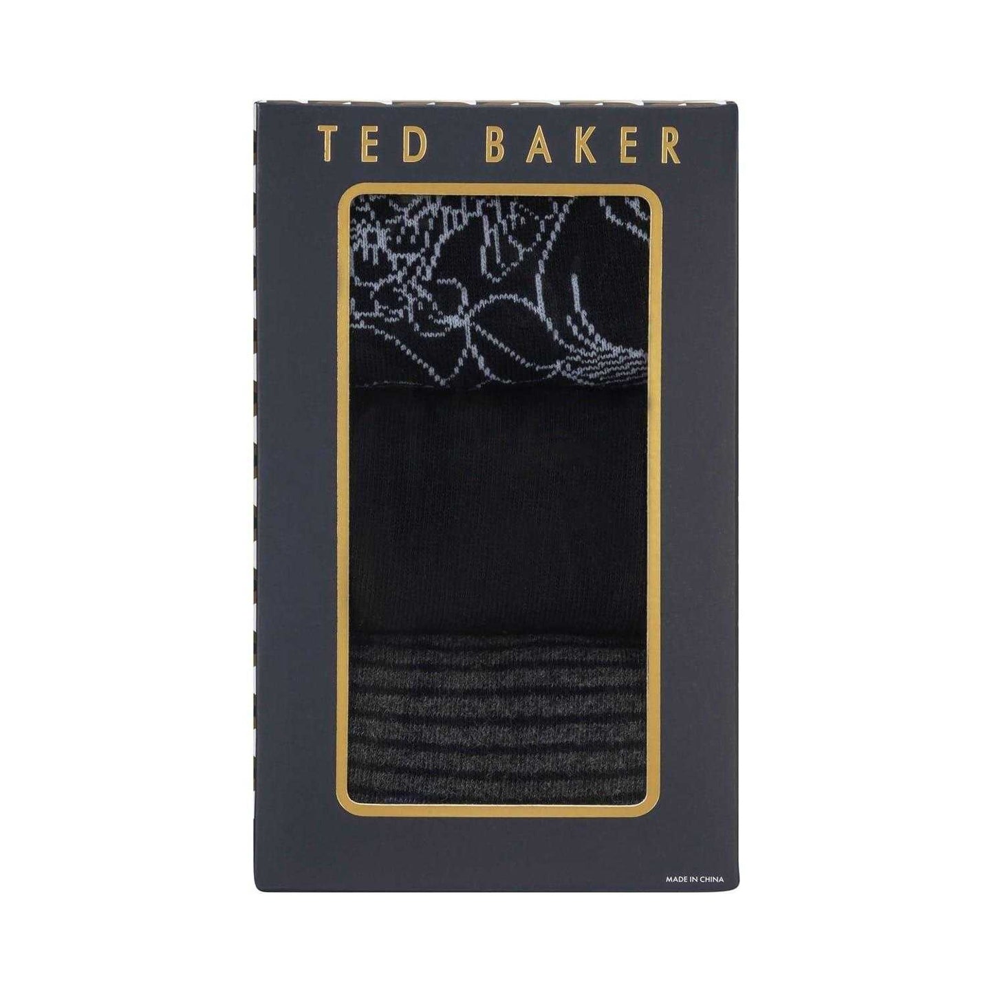 Black - Back - Ted Baker Mens Formal Crew Socks (Pack of 3)