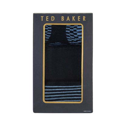 Blue-Grey - Back - Ted Baker Mens Formal Crew Socks (Pack of 3)
