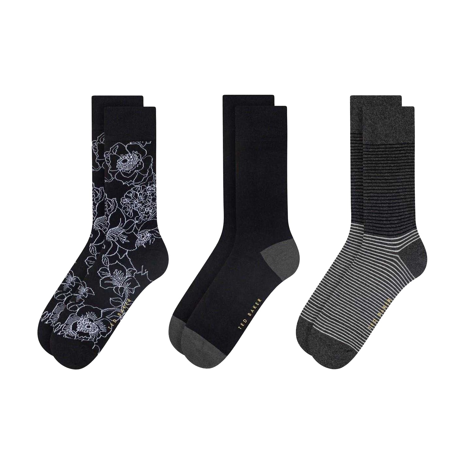 Black - Front - Ted Baker Mens Formal Crew Socks (Pack of 3)