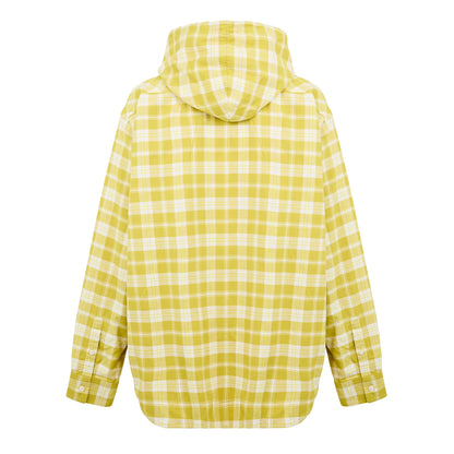 Yellow - Back - Diesel Unisex Adult Plaid Hooded Regular Long-Sleeved Shirt
