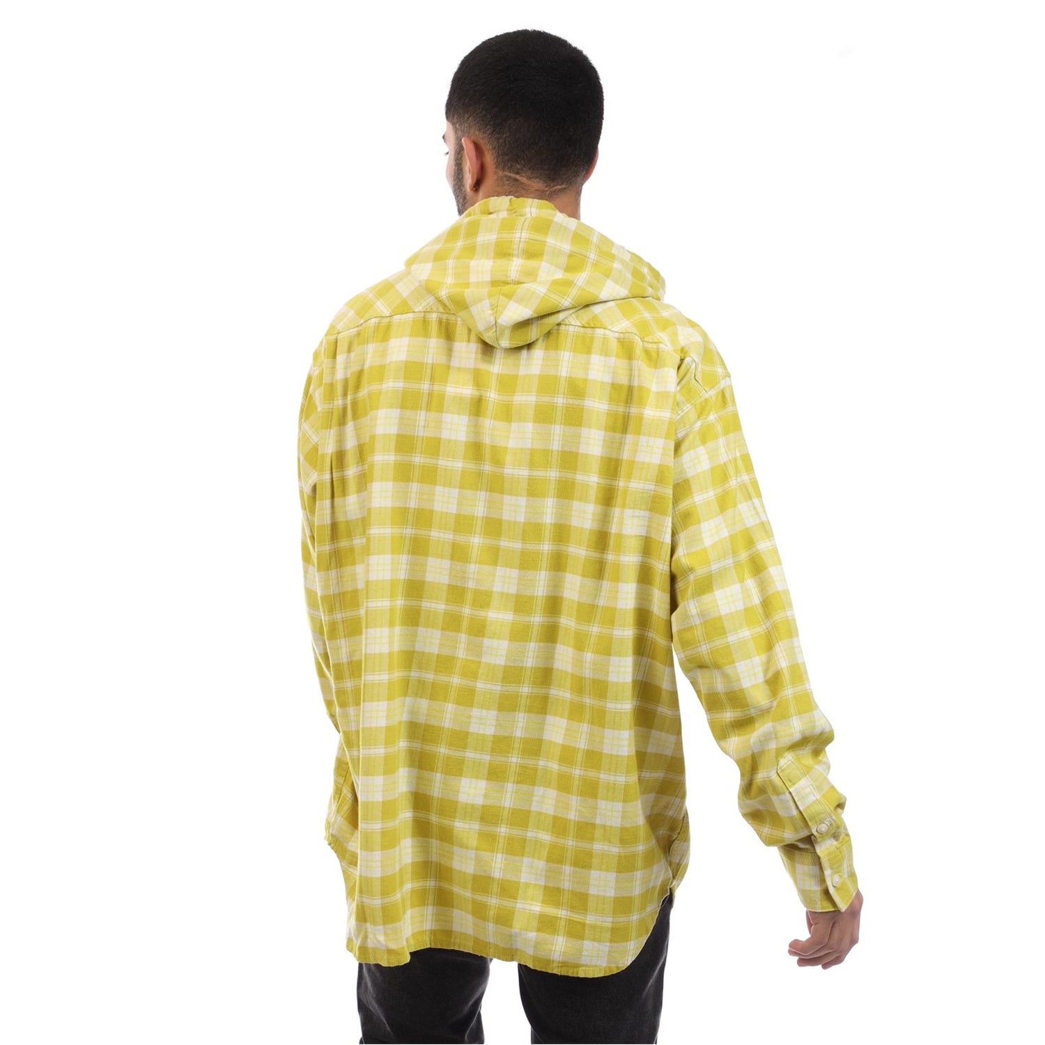 Yellow - Lifestyle - Diesel Unisex Adult Plaid Hooded Regular Long-Sleeved Shirt