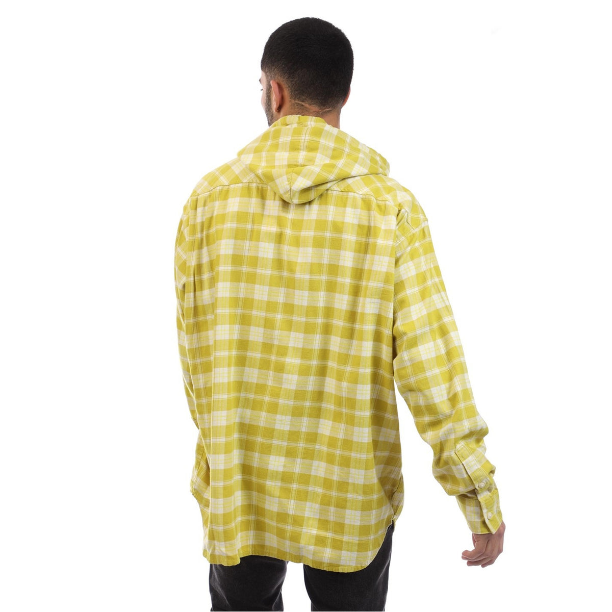 Yellow - Lifestyle - Diesel Unisex Adult Plaid Hooded Regular Long-Sleeved Shirt