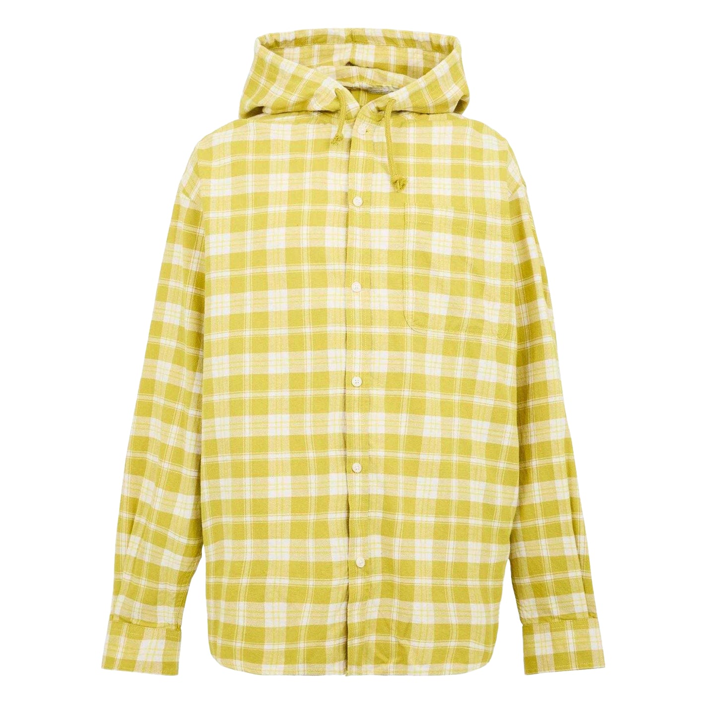 Yellow - Front - Diesel Unisex Adult Plaid Hooded Regular Long-Sleeved Shirt