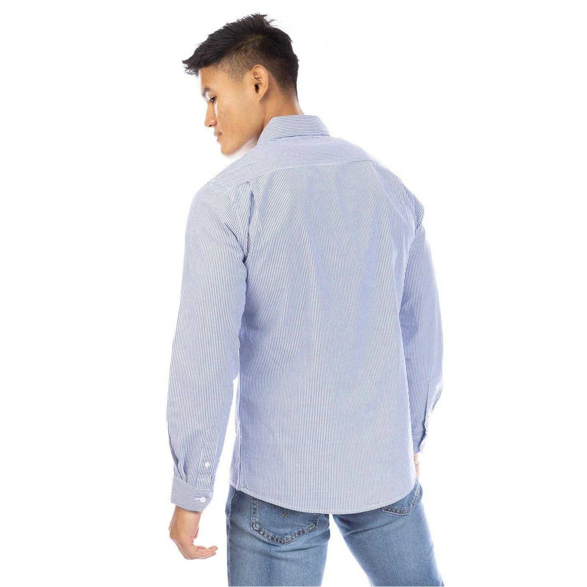 Navy-White - Back - Peter Werth Mens Button-Down Shirt