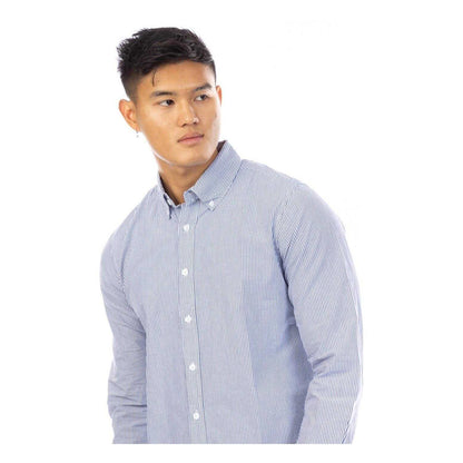 Navy-White - Side - Peter Werth Mens Button-Down Shirt