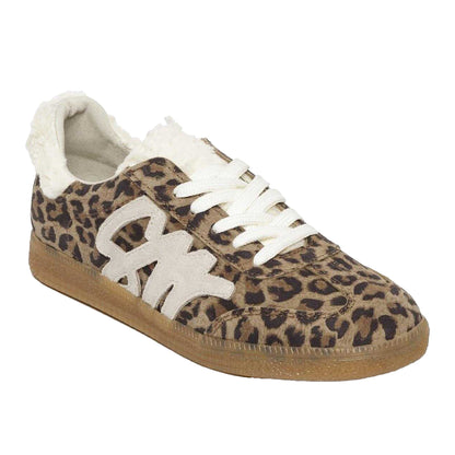 Brown - Pack Shot - Steve Madden Womens-Ladies Elora Leopard Print Textile Trainers