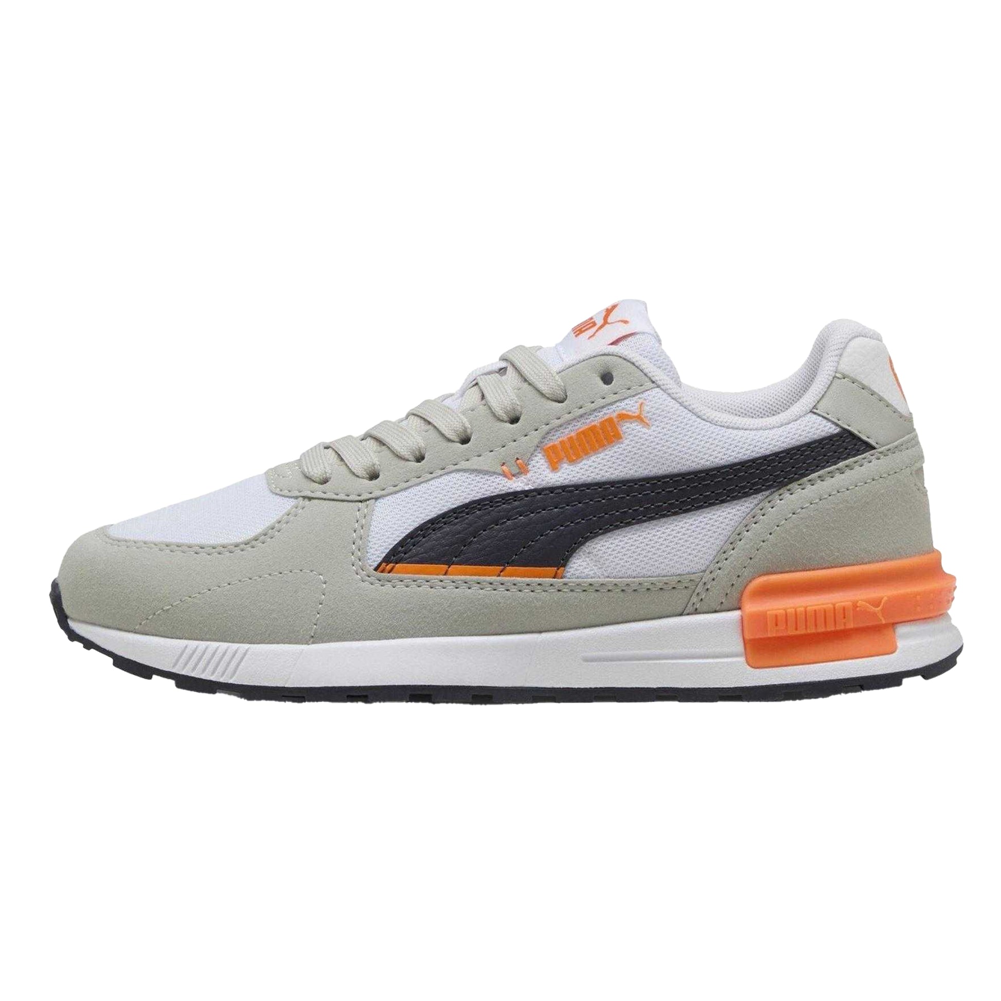 Puma White-Navy-Grey - Back - Puma Childrens-Kids Graviton Suede Low Trainers