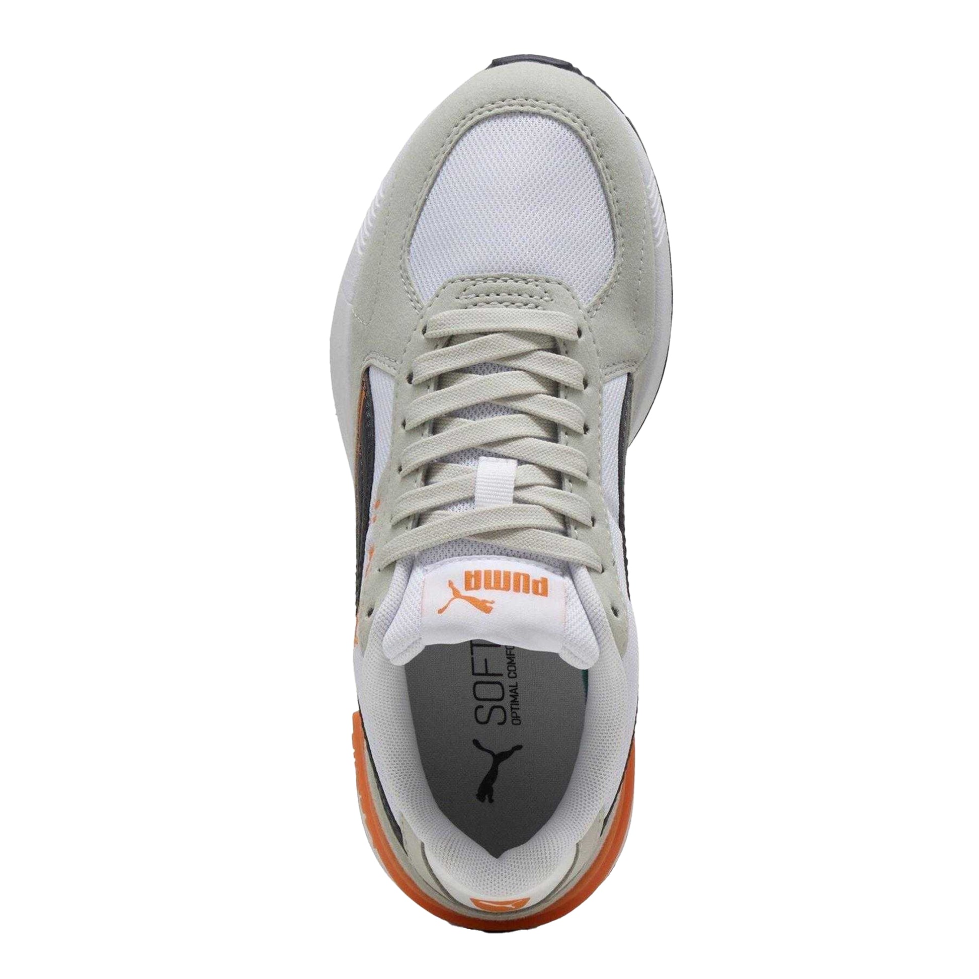 Puma White-Navy-Grey - Side - Puma Childrens-Kids Graviton Suede Low Trainers