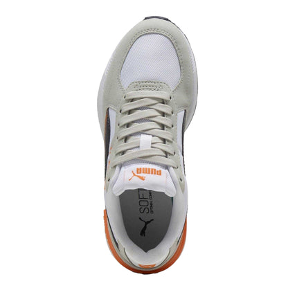 Puma White-Navy-Grey - Side - Puma Childrens-Kids Graviton Suede Low Trainers