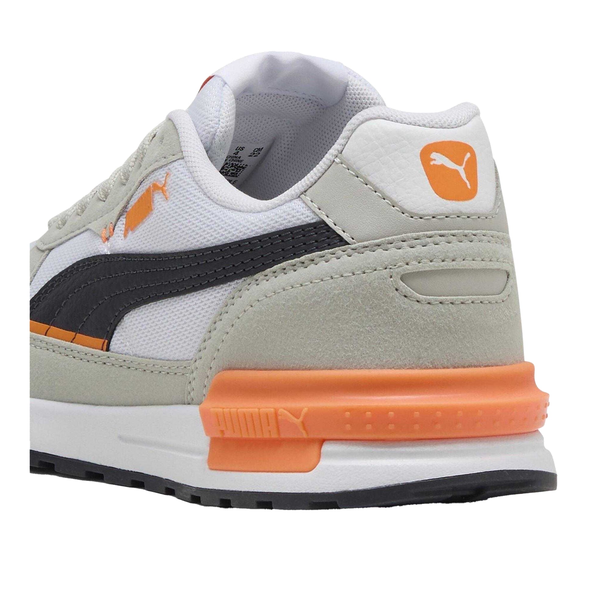 Puma White-Navy-Grey - Pack Shot - Puma Childrens-Kids Graviton Suede Low Trainers