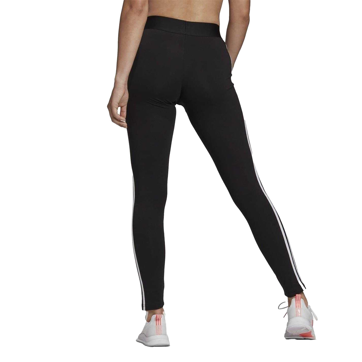 Black-White - Back - Adidas Womens-Ladies 3 Stripes Athletic Leggings