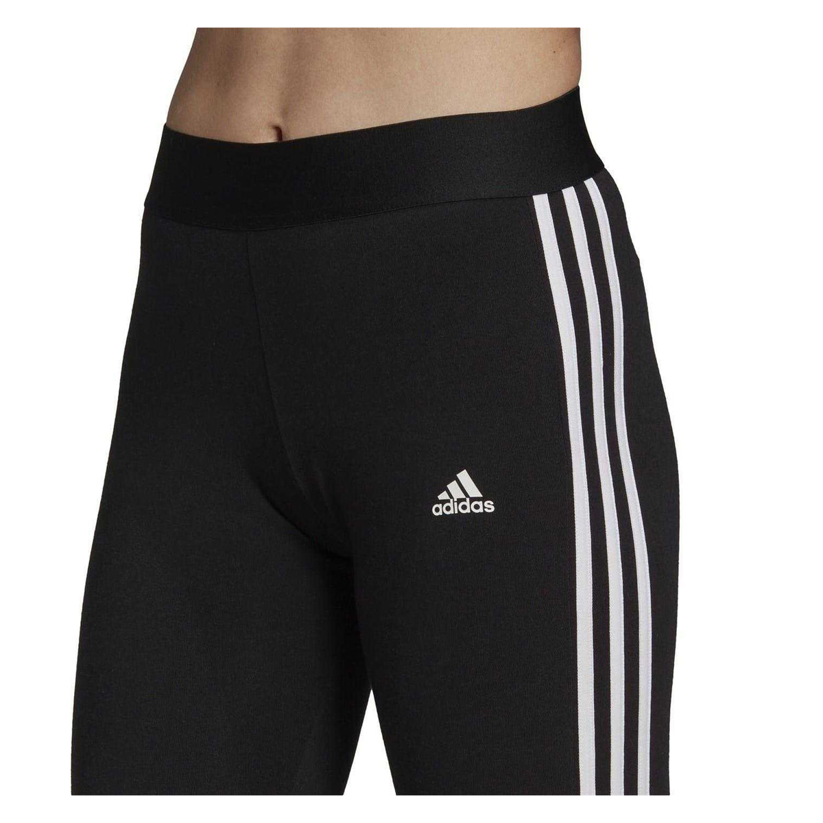 Black-White - Side - Adidas Womens-Ladies 3 Stripes Athletic Leggings