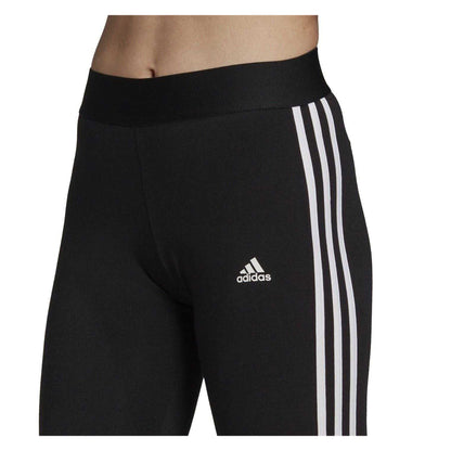 Black-White - Side - Adidas Womens-Ladies 3 Stripes Athletic Leggings