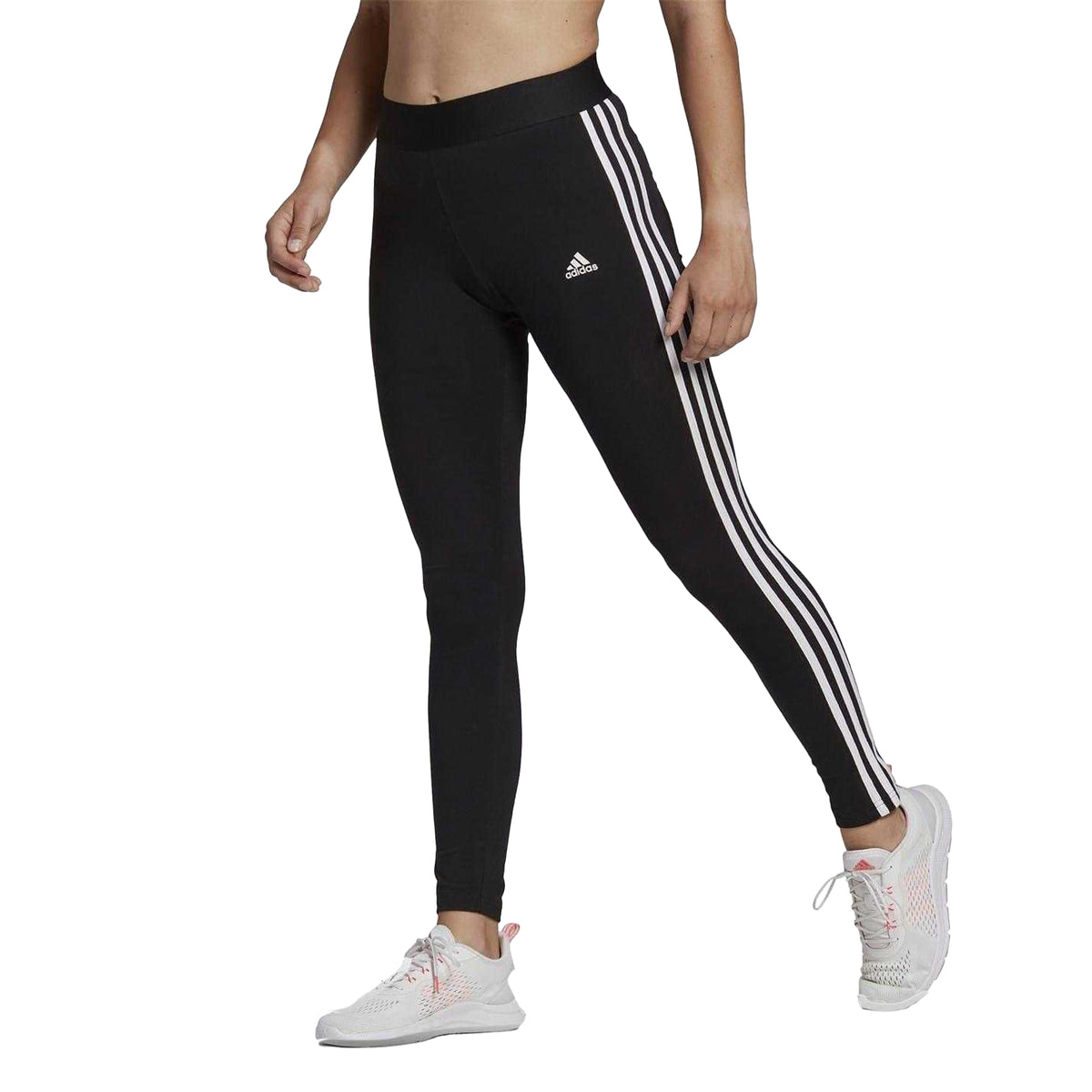 Black-White - Lifestyle - Adidas Womens-Ladies 3 Stripes Athletic Leggings