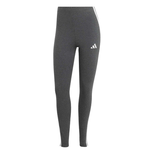 Dark Grey - Front - Adidas Womens-Ladies 3 Stripes Athletic Leggings