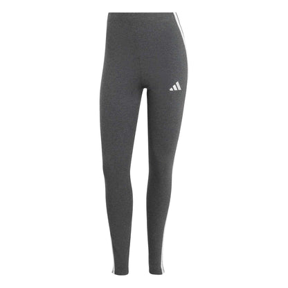 Dark Grey - Front - Adidas Womens-Ladies 3 Stripes Athletic Leggings