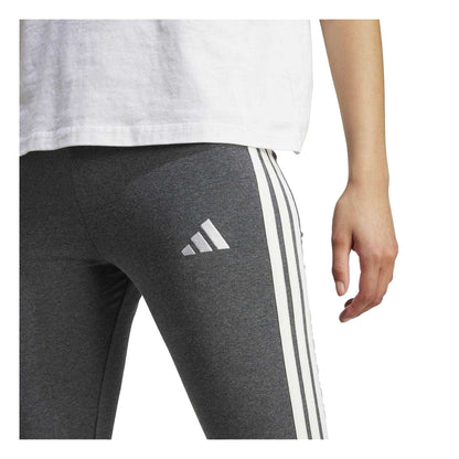 Dark Grey - Side - Adidas Womens-Ladies 3 Stripes Athletic Leggings