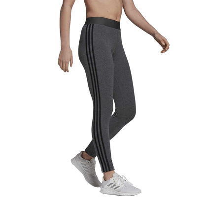 Dark Grey - Pack Shot - Adidas Womens-Ladies Essentials Cotton Blend 3 Stripes Sport Leggings