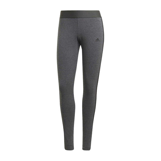 Dark Grey - Front - Adidas Womens-Ladies Essentials Cotton Blend 3 Stripes Sport Leggings