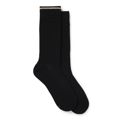 Black - Front - Boss Mens Comfort Ribbed Crew Socks (Pack of 2)