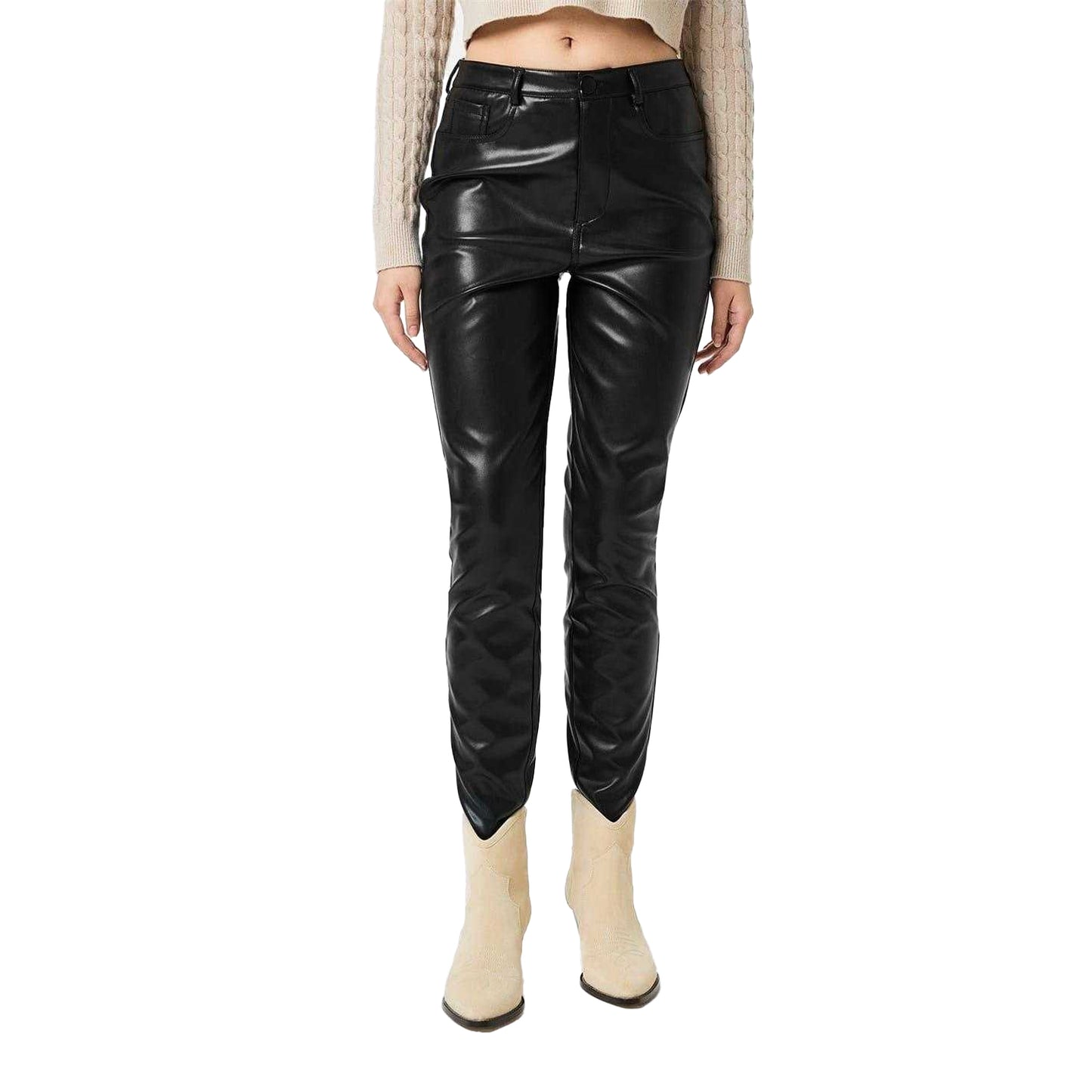 Black - Lifestyle - Jack Wills Womens-Ladies Faux Leather Skinny Trousers