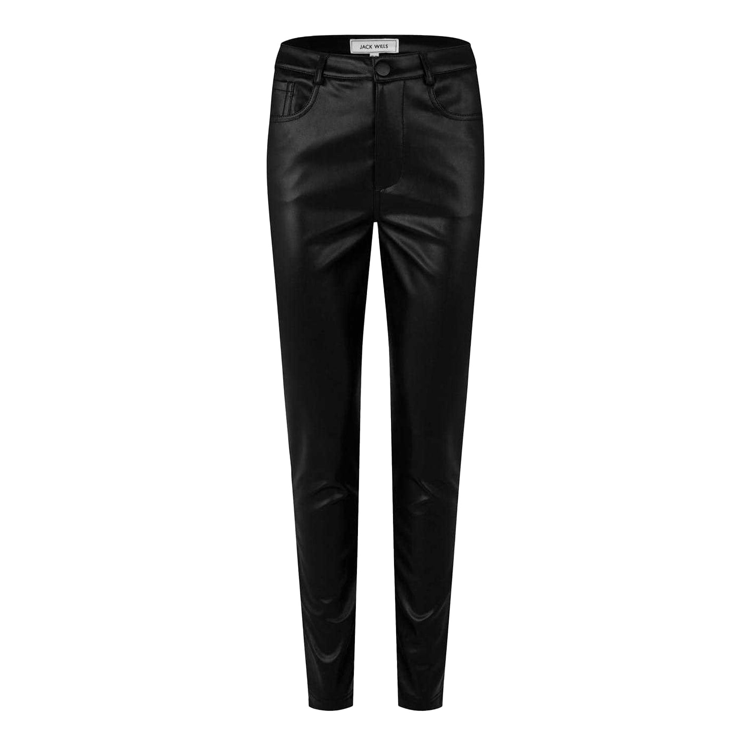 Black - Front - Jack Wills Womens-Ladies Faux Leather Skinny Trousers