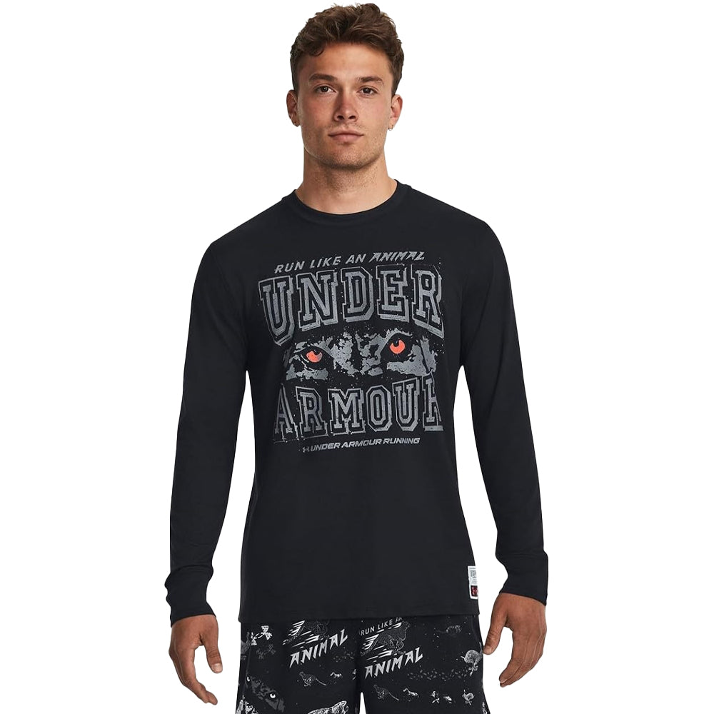 Black - Side - Under Armour Mens Run Like An Animal Long-Sleeved Warm Up Top