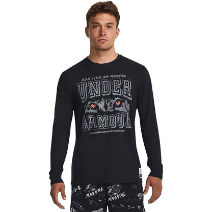 Black - Side - Under Armour Mens Run Like An Animal Long-Sleeved Warm Up Top