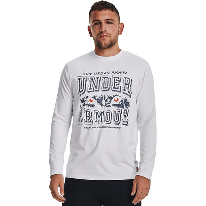 White - Side - Under Armour Mens Run Like An Animal Long-Sleeved Warm Up Top
