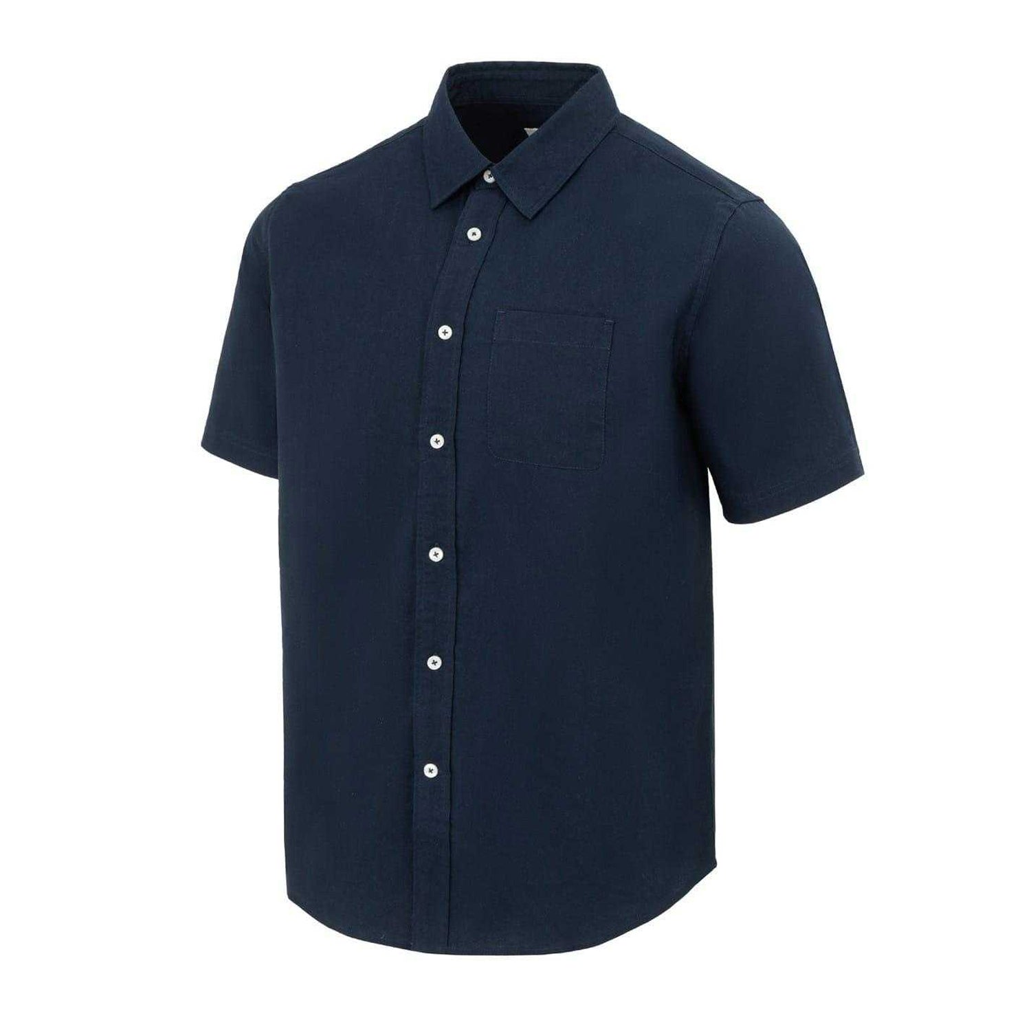 Navy - Side - Firetrap Mens Oxford Cotton Casual Shirt