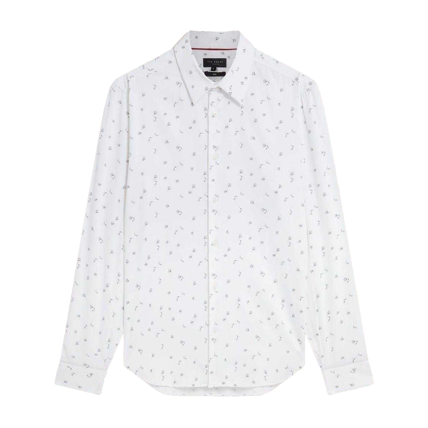 White - Front - Ted Baker Mens Floral Slim Long-Sleeved Shirt