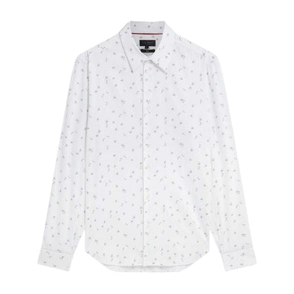 White - Front - Ted Baker Mens Floral Slim Long-Sleeved Shirt