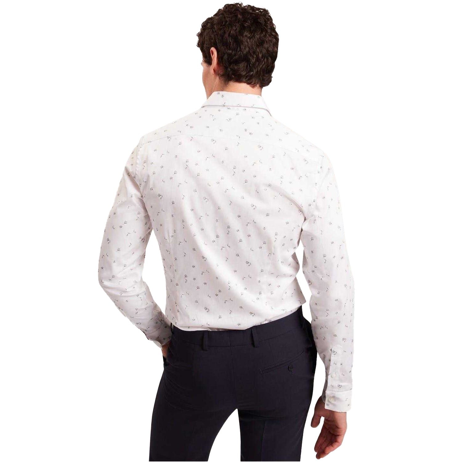 White - Back - Ted Baker Mens Floral Slim Long-Sleeved Shirt