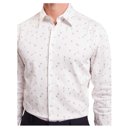 White - Side - Ted Baker Mens Floral Slim Long-Sleeved Shirt