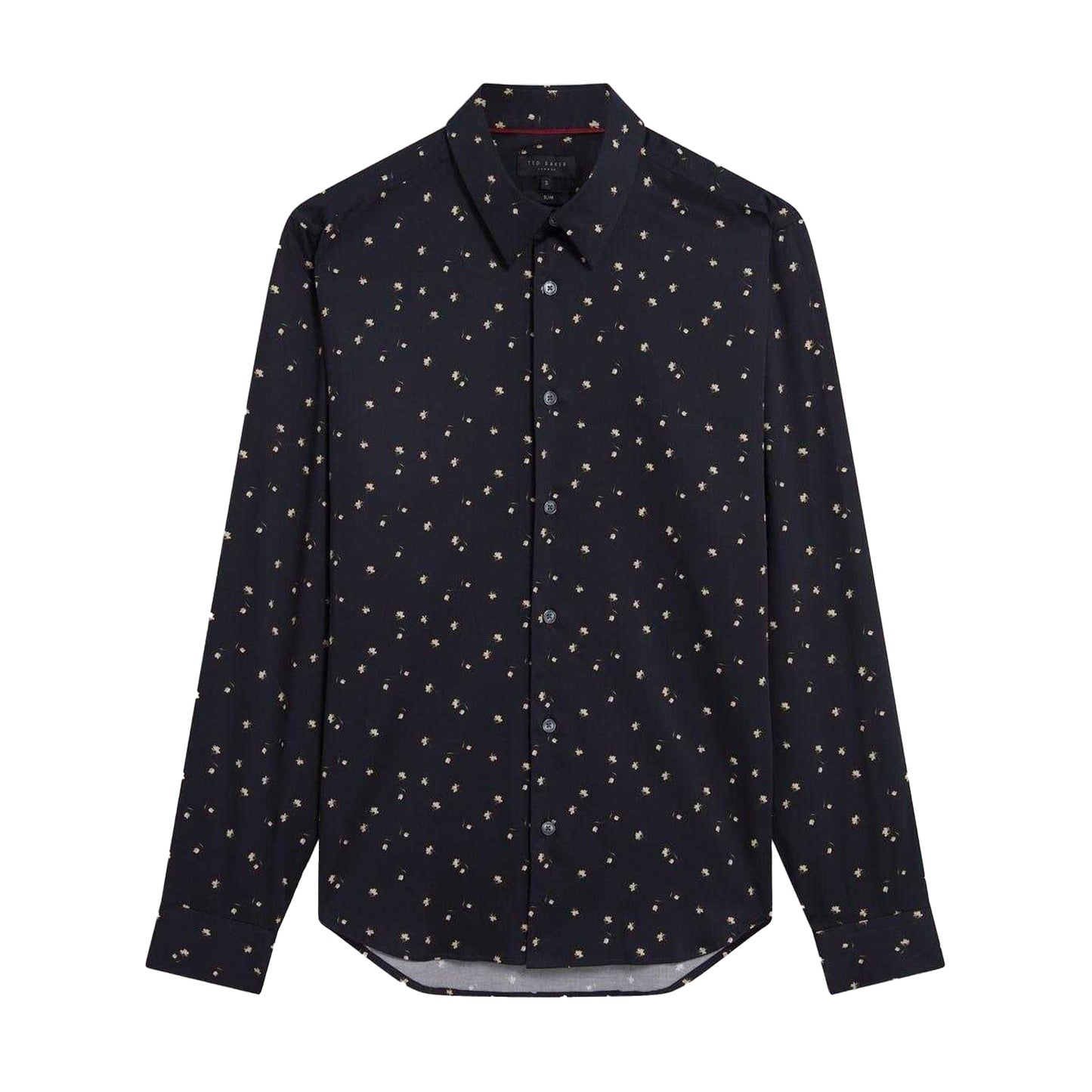 Navy - Front - Ted Baker Mens Floral Slim Long-Sleeved Shirt