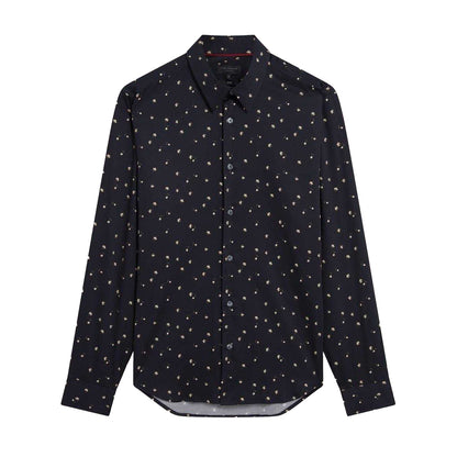 Navy - Front - Ted Baker Mens Floral Slim Long-Sleeved Shirt