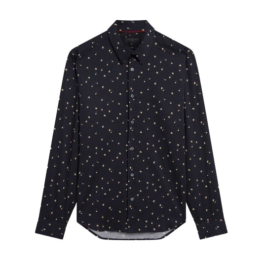 Navy - Front - Ted Baker Mens Floral Slim Long-Sleeved Shirt