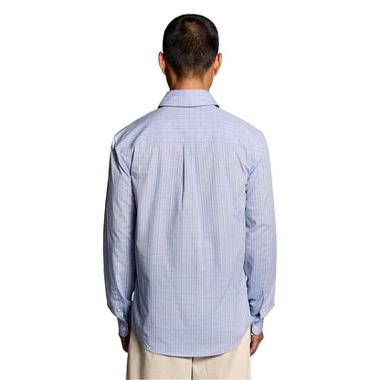 Chalk Blue - Back - Lyle & Scott Mens Micro Checked Woven Shirt
