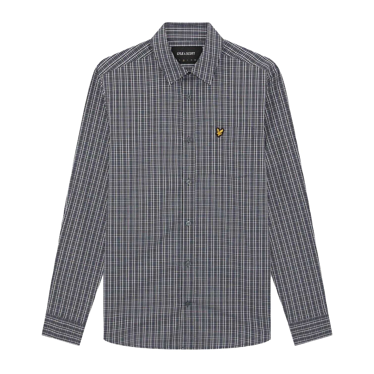 Dark Navy - Front - Lyle & Scott Mens Micro Checked Woven Shirt